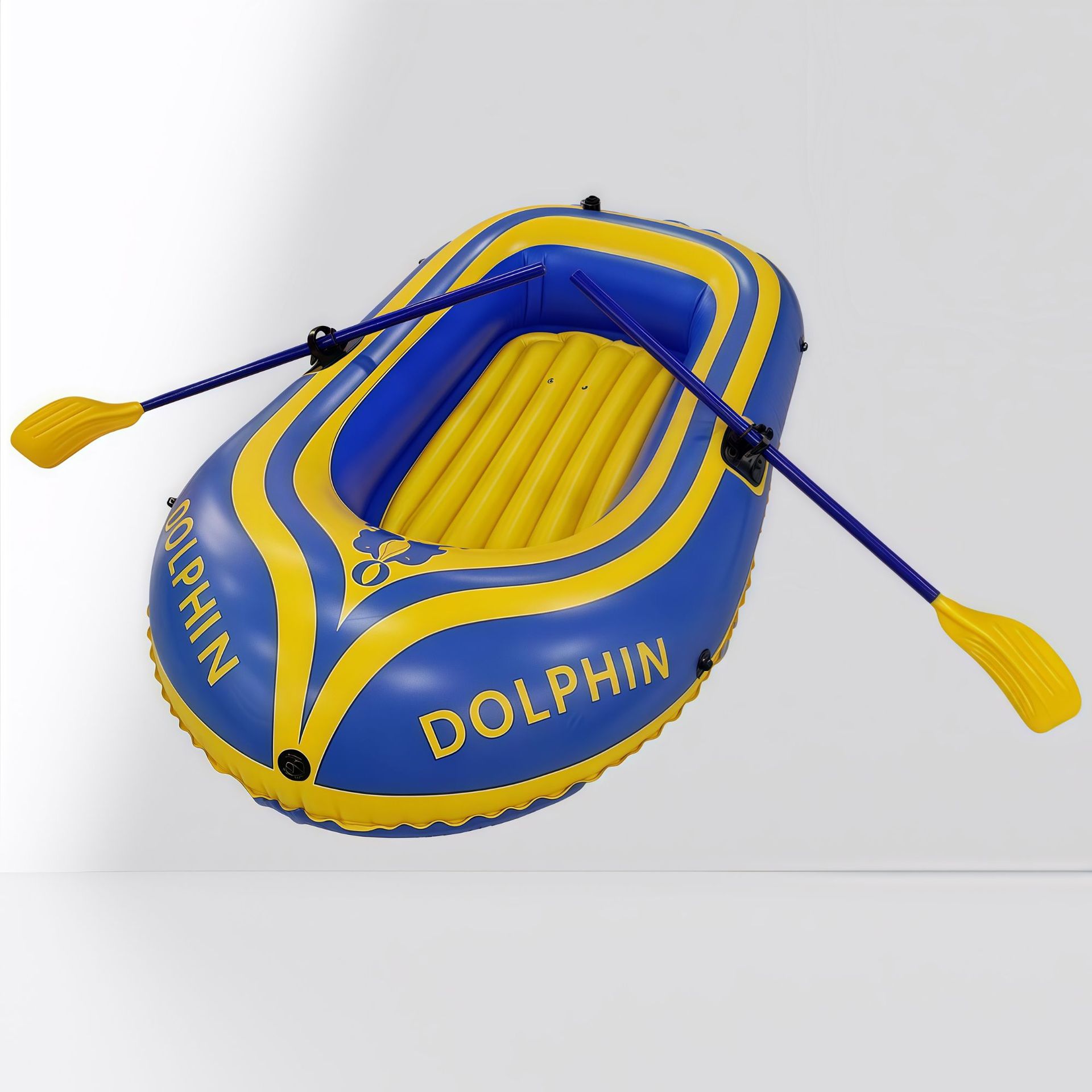 充气式皮划艇双人2人户外简易加厚充气船耐磨单人钓鱼便携气垫船 - 【充气黄色字母船】