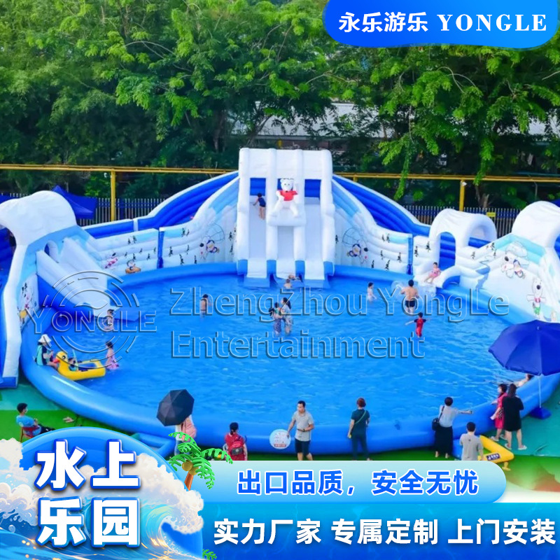 厂家水上儿童充气游乐设备充气式水上乐园充气水滑梯充气水池 - 水上充气城堡 Inflatable Castle on Water -01