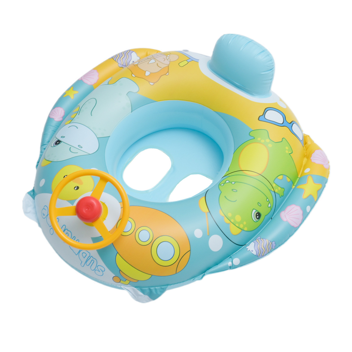 Трансграничная оптовая торговля водой, надувная яхта, водная лодка, детский плавательный круг, надувной плавательный круг. - Автомобиль очень маленький - синий бегемот/От 1 до 5 лет