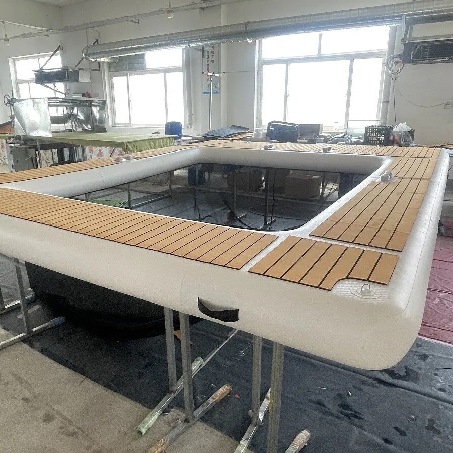 水上充气泳池eva防滑垫 水上运动木纹水上浮台加厚钓鱼浮台