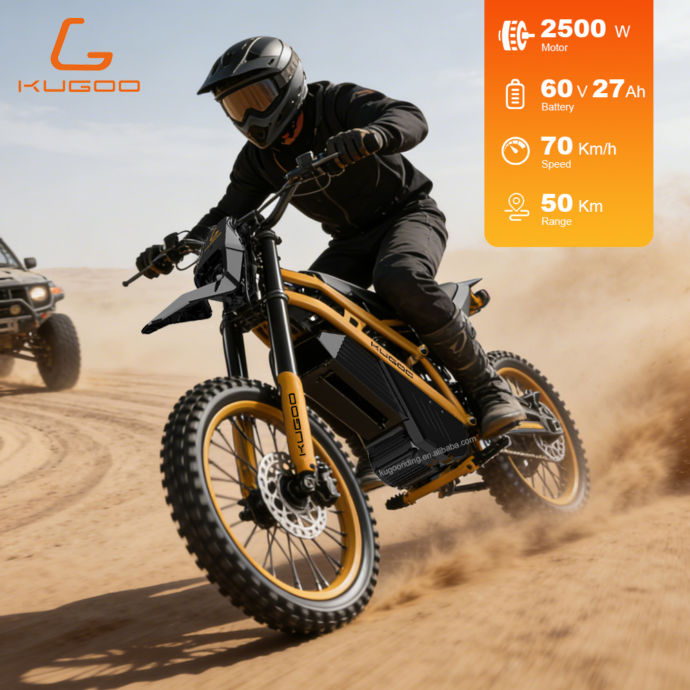 Kugoo WISH 02 Профессиональный электрический мотоцикл 2500W 60V 27AH Электрический велосипед дальнего действия 50 км Электрический внедорожник - оранжевый