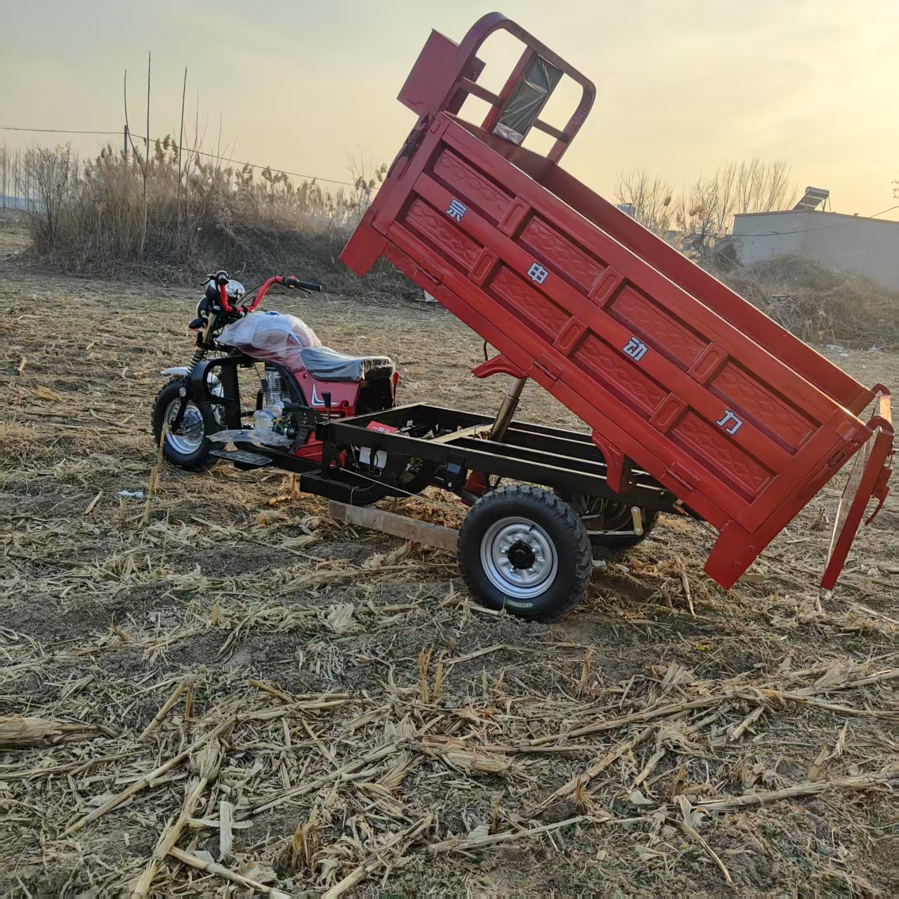 Zongshen топливный мотоцикл трехколесный национальный четырехэлектрофорный спринклерный самосвал