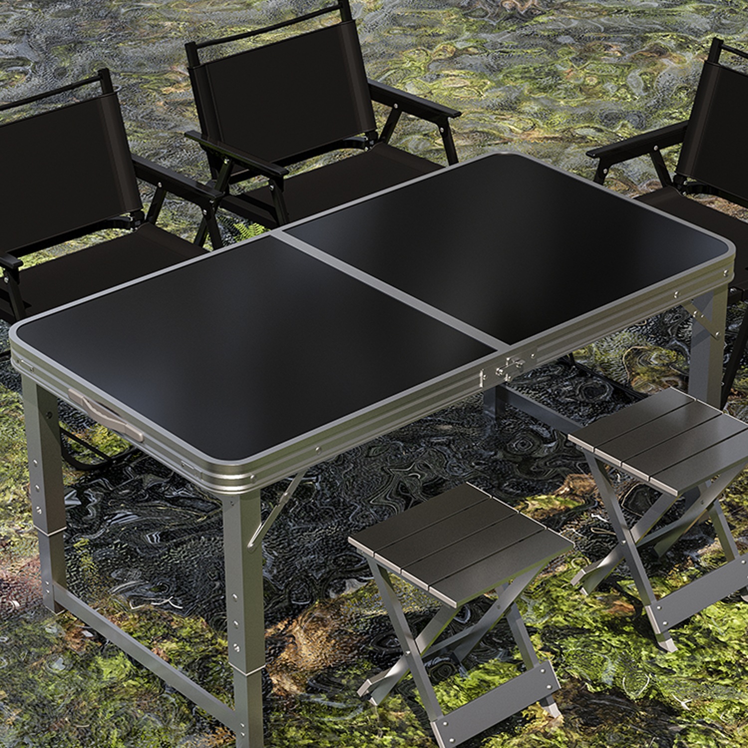 Складной стол на открытом воздухе Переносной кемпинг Стол для пикника Стол для барбекю Простой подъемный стол Стол прямоугольник - Небольшой круглый портативный стол