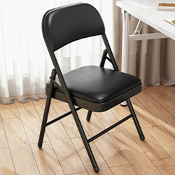 Складные стулья портативные жилые помещения скамейки стулья для конференций офисные компьютеры кожаные стулья простые стулья - Черный - черный стеллаж (кожаная поверхность)