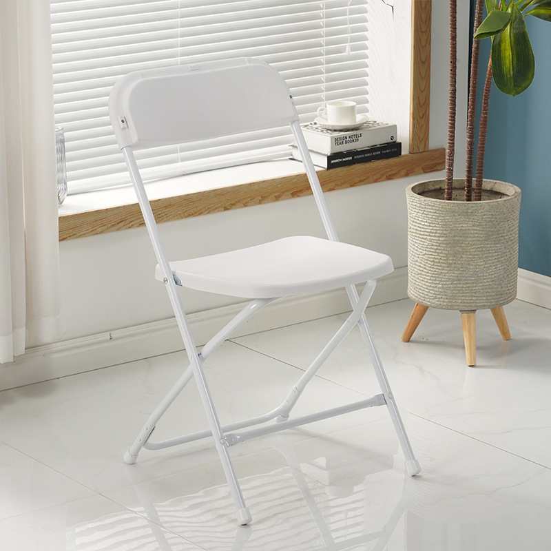 Белая пластиковая выставка складное кресло спинка простой узел концерт аренда под открытым небом - Укрепить белый складной стул