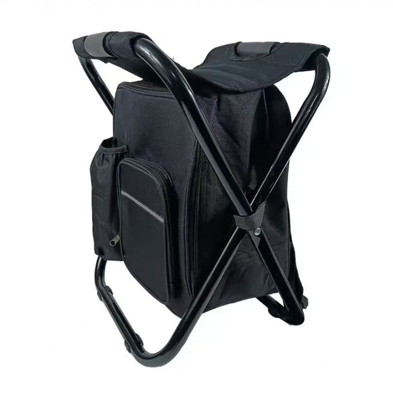 Лагерь на открытом воздухе Переносная ледяная сумка табурет Многофункциональный складной рыболовный табурет Пляжный пляж Маза термос рюкзак Кресло - чёрный