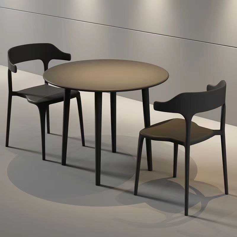 Столы и стулья на свежем воздухе с открытым двором, пластиковый чайный магазин под открытым небом, открытый балкон, три места, четыре комплекта сидений из углеродистой стали - 60 см Круглый стол из углеродистой стали + 2 Рогатые кресла