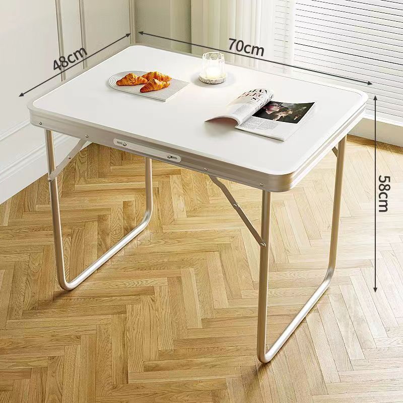 Новый внешний складной стол, раскладной столик, компьютерный стол, домашний стол, большой стол, складной стол, толкающий складной стол. - Галька из алюминиевого сплава белая 70 * 48 высота 58