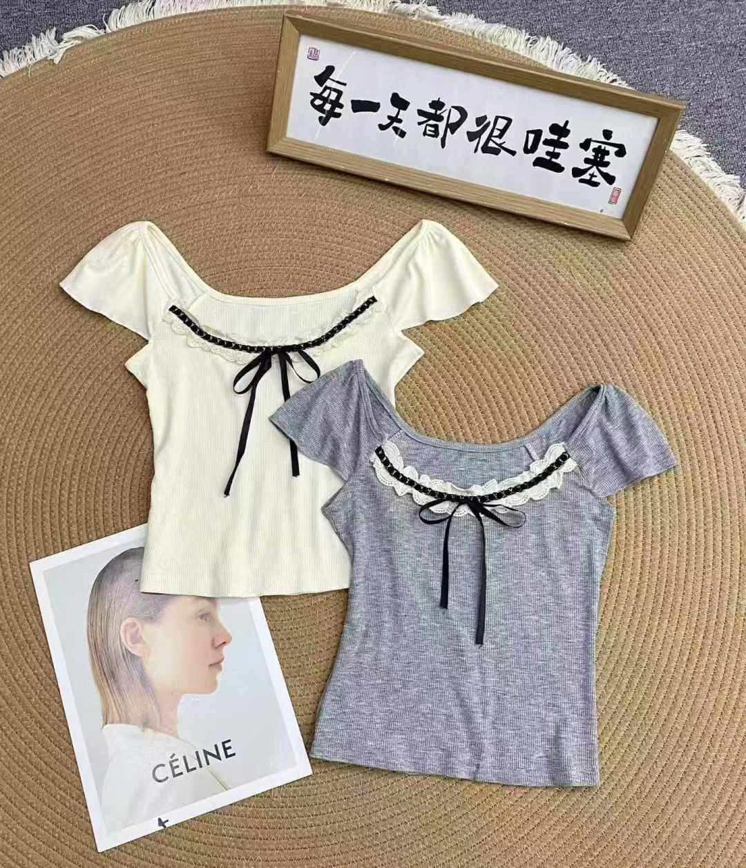 Французское кружевное сращивание коротких рукавов 459 шт. 6.5, ткань мягкая и эластичная, бант кружева кружева, код 1 - 4 ярда (S - XL), отдельная упаковка, модельные рисунки только для справки