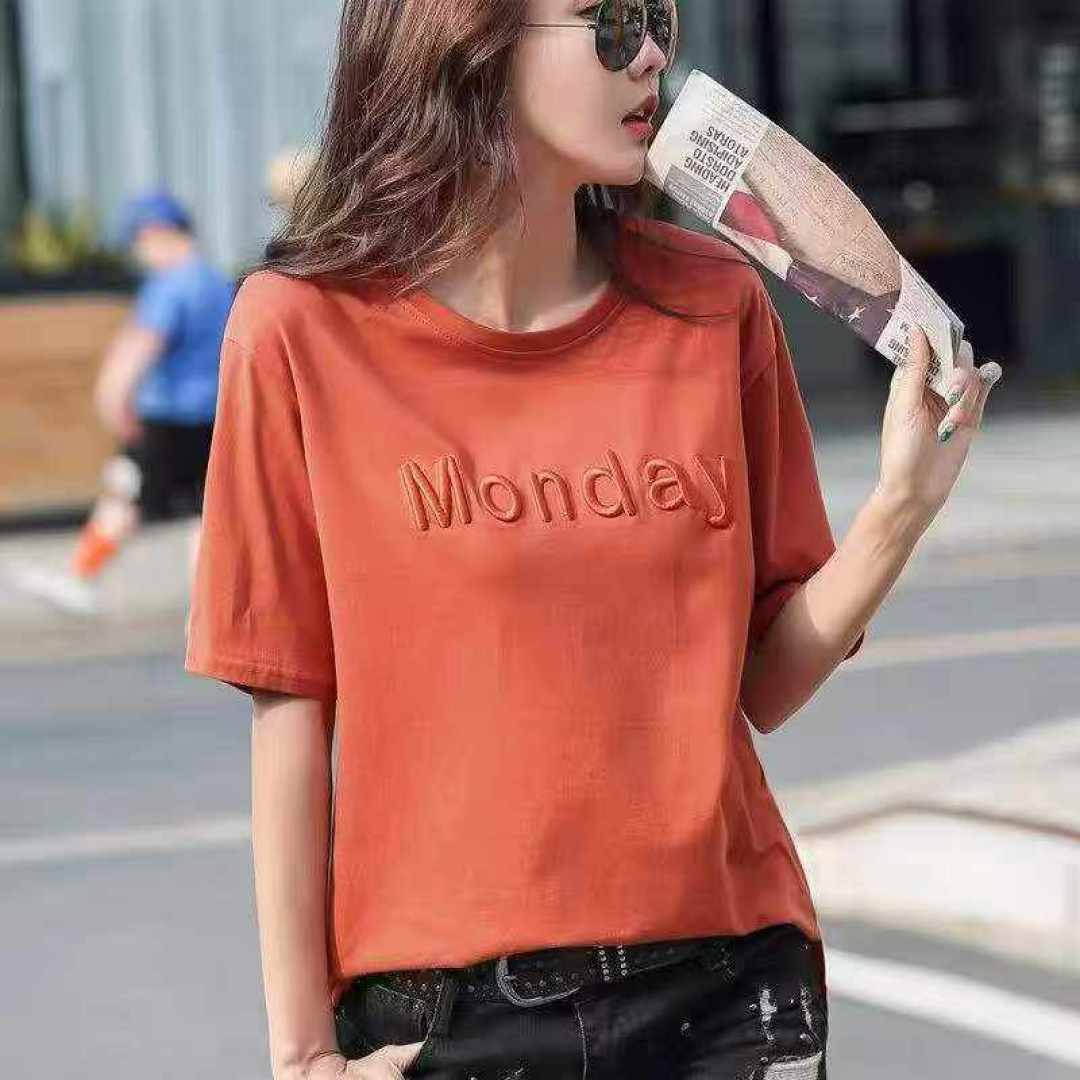 Все товары 6.8 ➕ 1 Женская одежда свободная вышивка буквы мода 100 чистый хлопок количество коротких рукавов 846 кодов M - 3XL пять цветов боковые вилки отдельная упаковка товары чистые и аккуратные - M