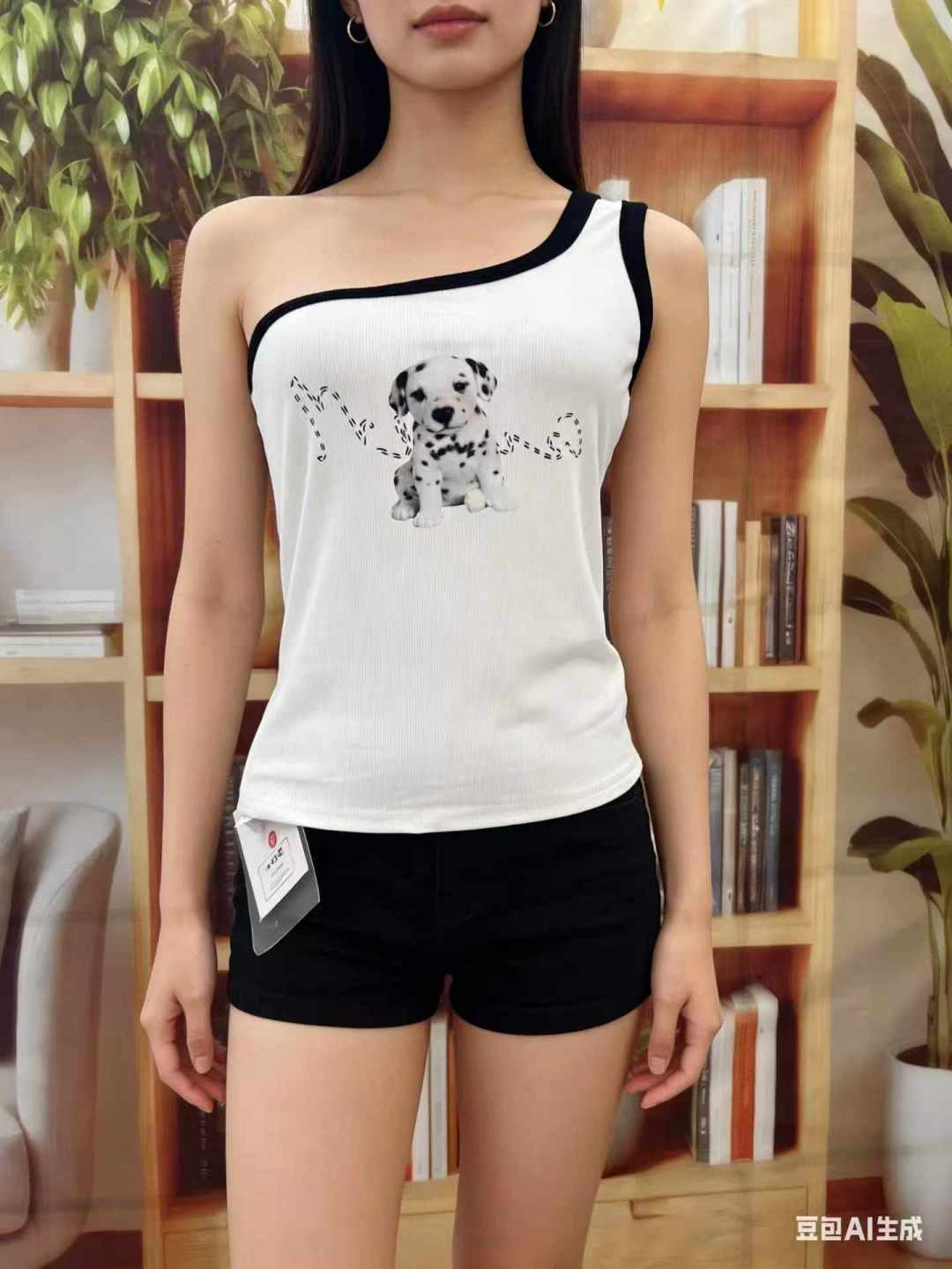 Полная очистка 5,8 юаней / очистка 66 маленьких молочных собак с принтом наклонного плеча горячая девушка подтяжка, независимая упаковка с подвеской, кодовое число S - XL, качество может быть в физическом магазине!