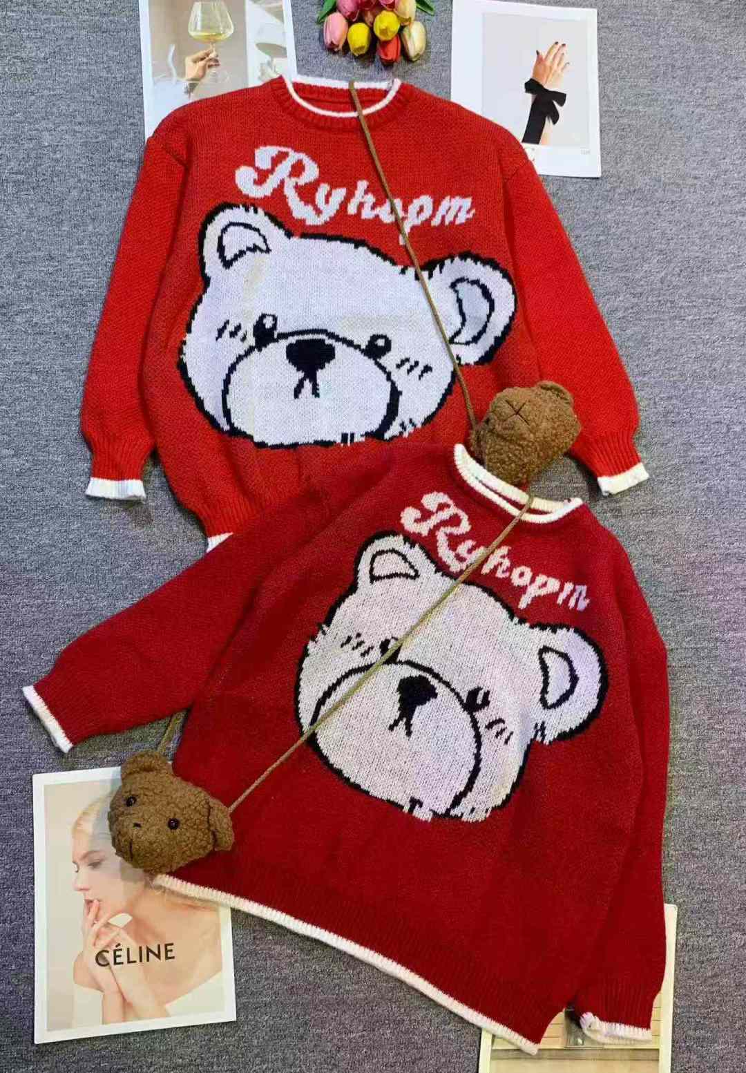 На новом Quanqing: 9.9 темперамент медвежья жаккардовая вышивка свободный трикотажный свитер, [любовь] около 55 штук, средний код, номер # 1172, одетый в 70 - 130 фунтов, Wanjiaoke, оригинальная упаковка ️ безупречно, [666] качество физического магазина