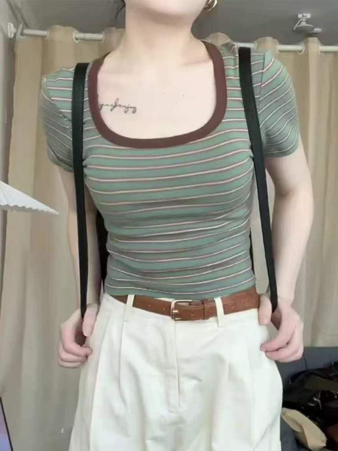 [Луна]: 5.5.9 Чистая 149 единиц (без разделения товаров) [Луна]: ретро - ударный цвет U - воротник с полосатой футболкой [Луна]: 1234 ярда Независимая упаковка [Луна]: Высокая эластичность один 2 цвета