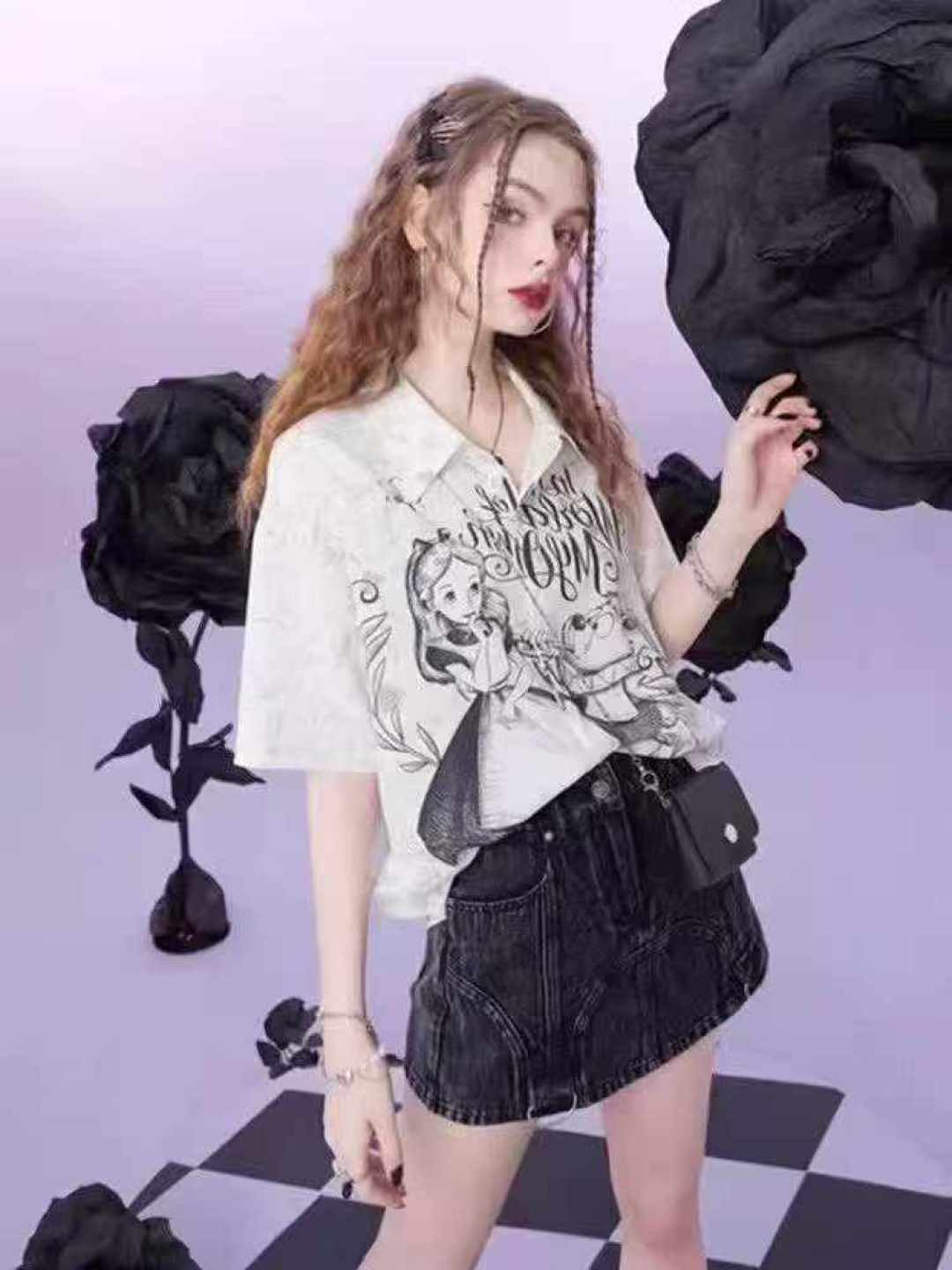 300 женских рубашек Летний новый дизайн Чувство толпы свободный, номер 1 - 3, независимая упаковка с картоном! Все 6,8 мин. + 1