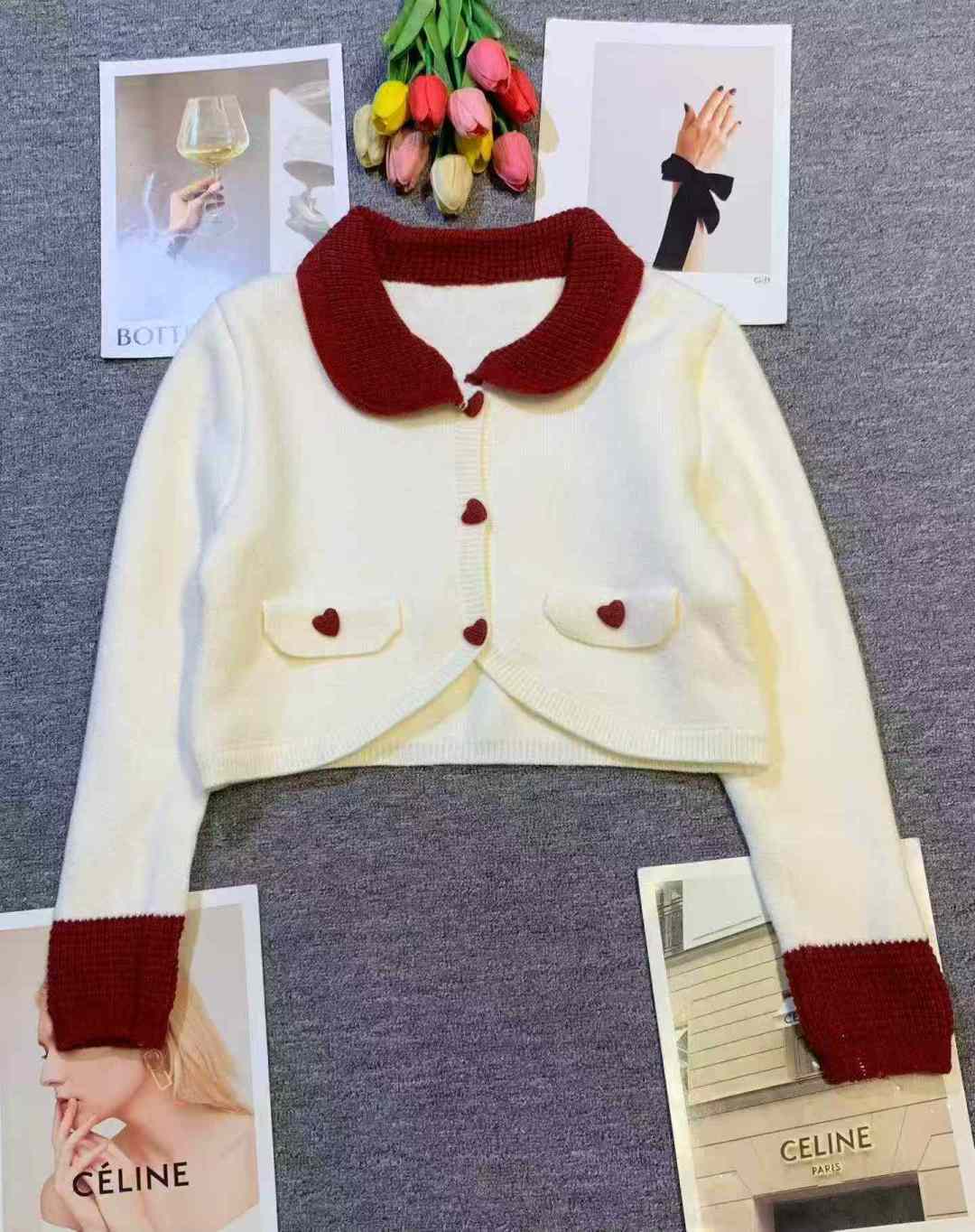 Верхняя новая полная очистка: 12.8 Первая любовь кукольный воротник ударяет по цвету дизайн свитера, [любовь] около 215 штук, модель # 1255, средний код, одетый в 70 - 130 фунтов, Ваньцзя киоски, оригинальная упаковка ️ безупречная, [666] качество физического магазина, суб - товар плюс один