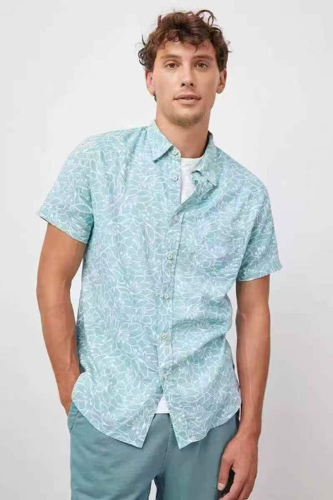 [Луна]: 7.5 Чистая 340 [Луна]: Летний мужской ретро - корейская рубашка с короткими рукавами [Луна]: 1 - 6, независимая упаковка [Луна]: Фотографии на самом деле 3 целых качества ️