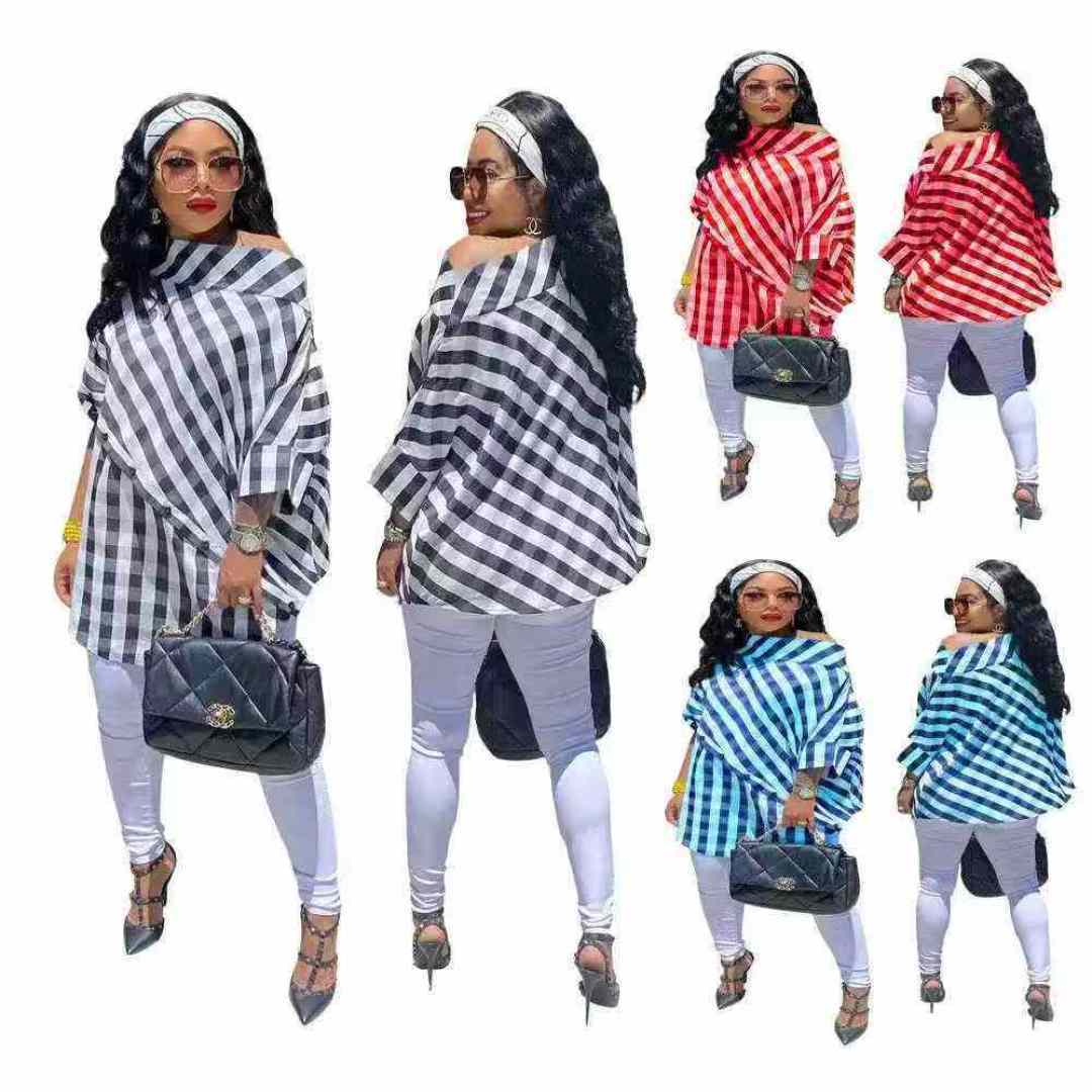 5.8 Чистый номер: 6112 # Европейская и американская женская осенне - зимняя рубашка Модная личность обнаженные плечи многоцветная клетчатая печать нерегулярная рубашка, весь триколор, количество: 407 шт., кодовое число: S - 2X L, хорошее качество, независимая упаковка в виде молнии.