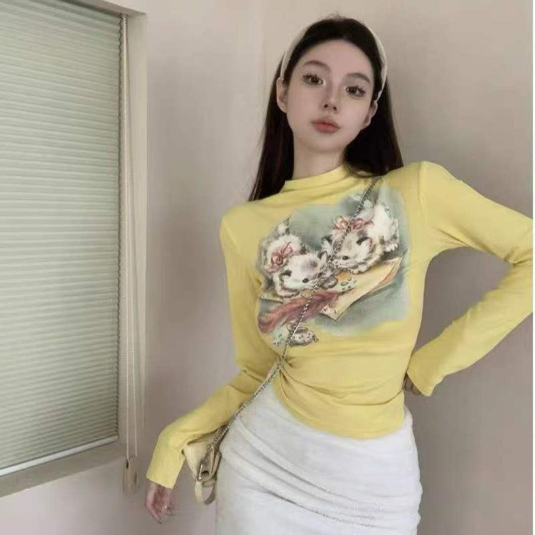 [Луна]: 6.8 Чистая 63 штуки (без разделения) [Луна]: Американский ретро - кошачий принт Spice Girls хлопчатобумажная блузка с длинными рукавами [Луна]: 1.3 ярда (высокая бомба) Независимая упаковка [Луна]: монохроматическое качество ️