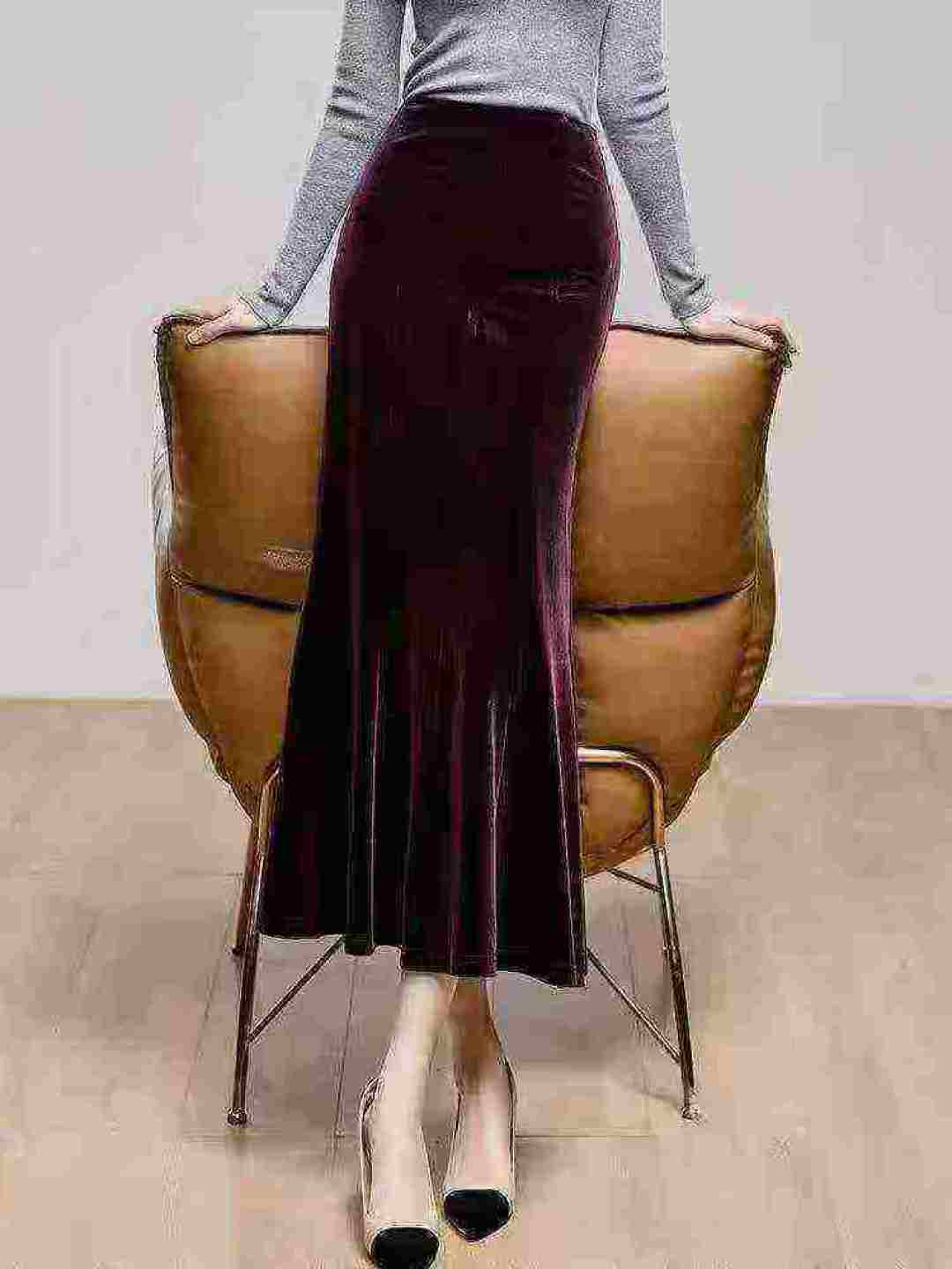 Полная ясность 7.81238 бюстгальтеров золотая бархатная юбка рыбьего хвоста, отремонтированная с тонким пакетом ягодиц осенний зимний блеск, вялая талия, длинная юбка с высокой талией, одна двухцветная черная, в основном, две длины: длинные длинные колени до поверхности ноги, длинные и короткие, каждая половина пуха без бархата, размер S - 3XL код независимой упаковки.