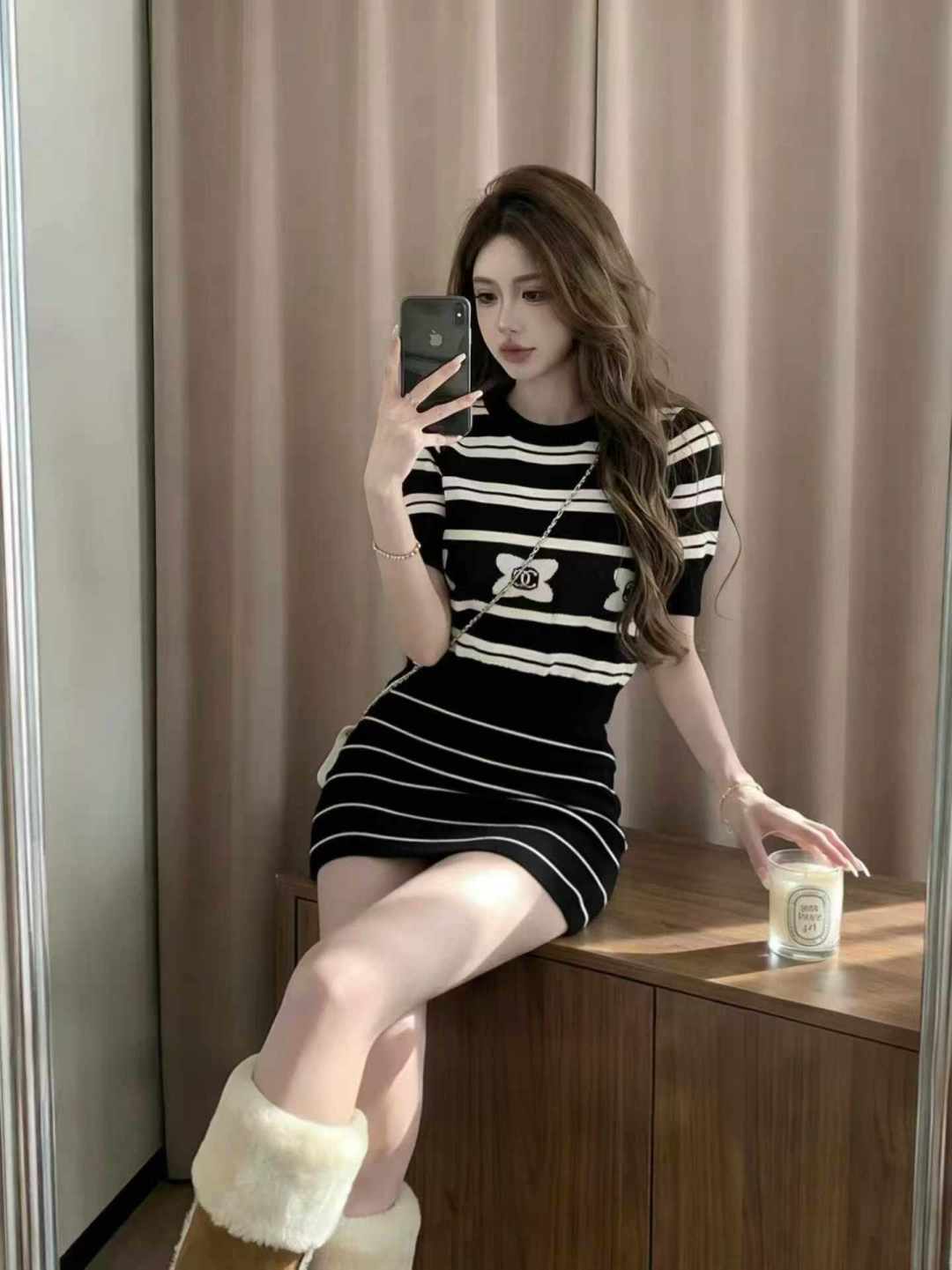 Полная очистка 9,8 юаней / комплект из 120 комплектов трикотажных костюмов Chao Classic Girls, независимая упаковка. Один монохром, средний код! Высокая эластичность!