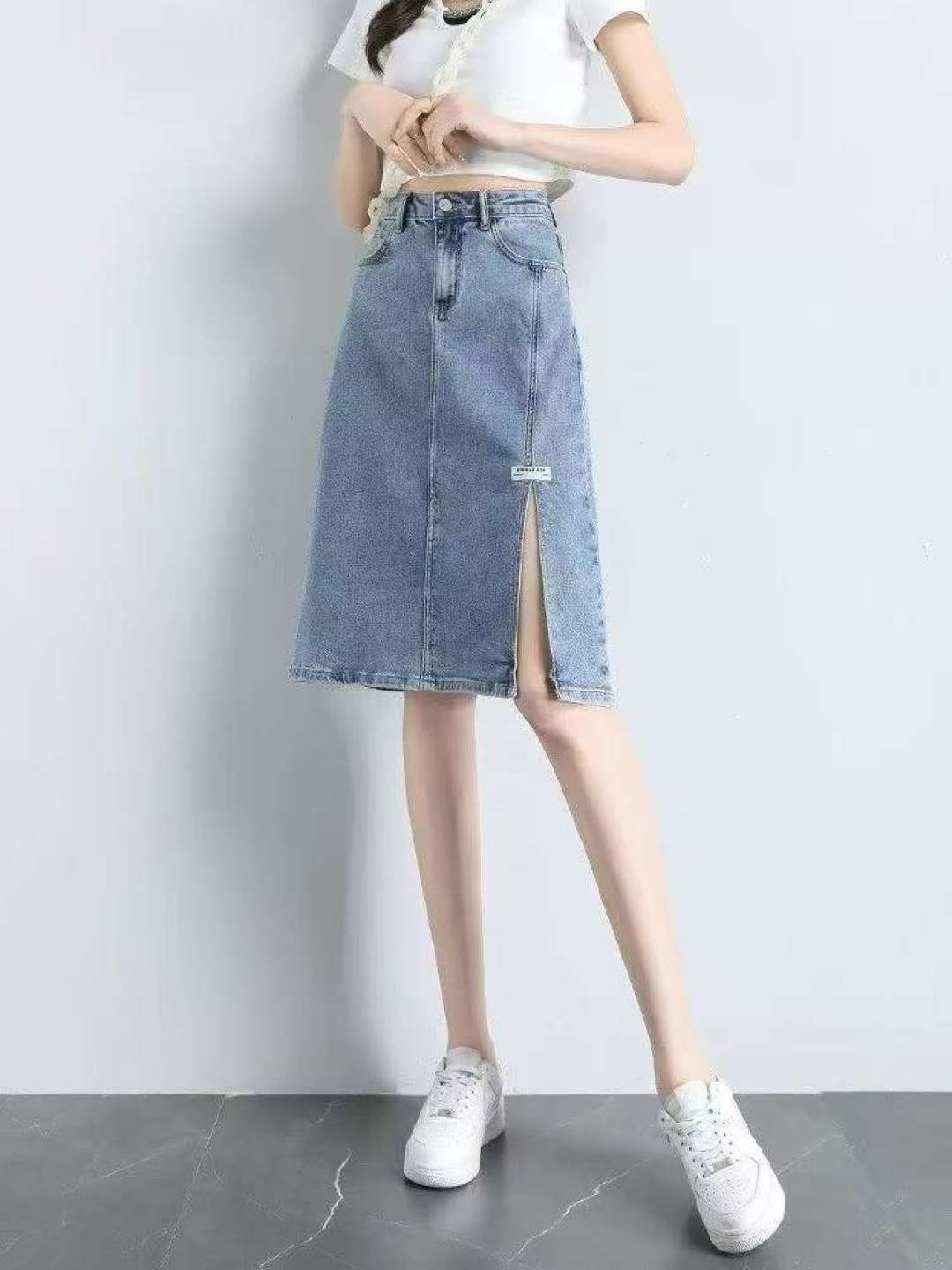 Светлое ковбойское бюстгальтер с разветвленной вилкой женское среднее и длинное летнее платье с высокой талией и тонкой сумкой с ягодицами 71 полная ясность 12,8 юаней, кодовое число S до XL, оригинальная независимая упаковка, хорошее качество [празднование] [празднование] [празднование] - S