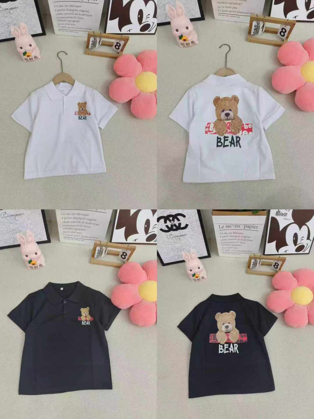 Детская рубашка poLo 560 отдельных упаковок с кодом вывески от 100 до 140 первый рисунок и второй основной цвет черно - белый больше, розовый и зеленый всего несколько полных 4.8 Товар 5.5