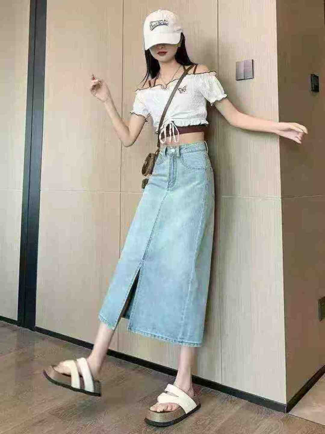 Голубое ковбойское платье 482 полностью 16,8 юаней, без разделения, кодовое число S до XL, оригинальная независимая упаковка, подробный список ярдов, светлое полуюбка летом новый дизайн среднего длинного мешка ягодицы юбка в этом году популярный синий ковбойский длинный юбка