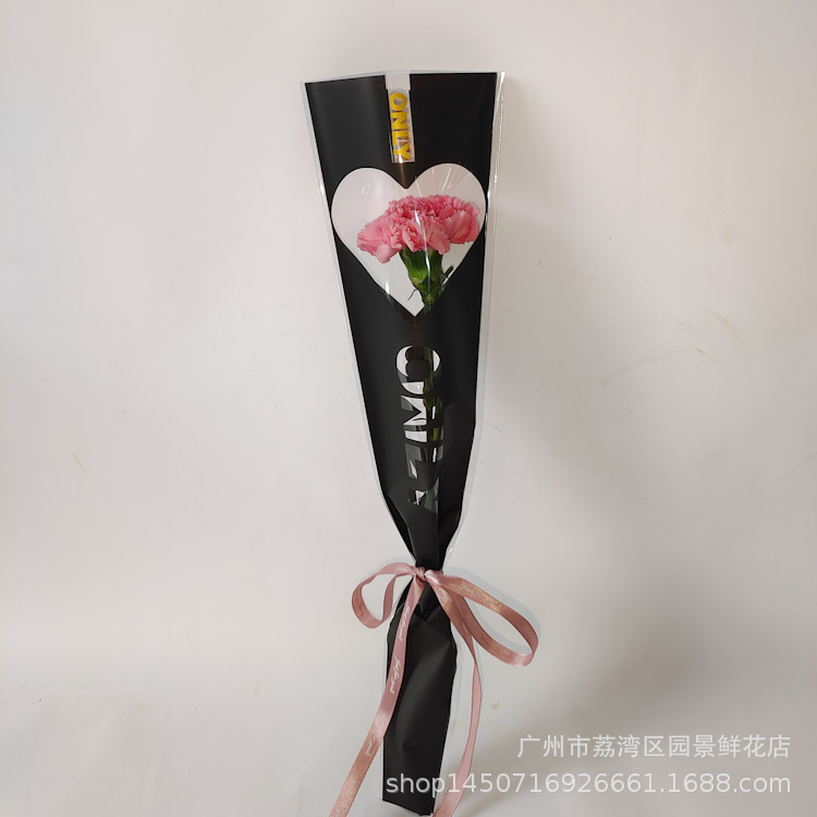 Одна красная роза гвоздика в упаковке букет цветов День Святого Валентина День женщины День матери коммерческий подарок - красный/Чжи